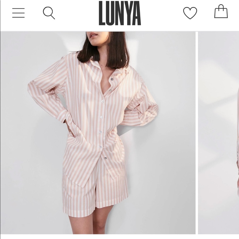 Lunya Size M NWT Airy Cotton Long Sleeve Shirt + Shorts